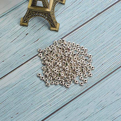 Wixine 200Pcs Round Silver Stainless Steel Spacer Beads DIY Jewelry Findings
