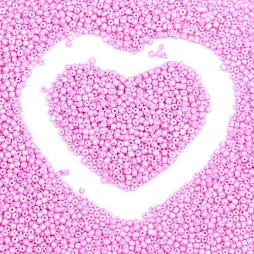 8/0 Glass Seed Beads Bulk, Light Pink 3mm Tiny Round Craft Seed Bead, Small Mini Pony Beads for Jewelry Making Bracelet Necklace Wrist Beading Weaving Supplies, 2500pcs - color: Light Pink