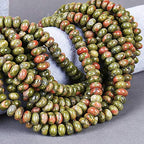ICAI Beads 5x8mm Natural Stone Beads Rondelle Spacer Loose Beads for Jewelry Making DIY Crafts Design 1 Strand 15" APPR(Unakite, 5x8) - color: Kambaba Jasper, size: 5x8