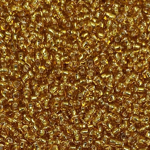 Czech 8/0 Silver Lined Glass Seed Beads 20 Grams 800 Pcs Multi Colors (Gold) - color: Gold
