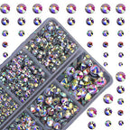 10000Pcs 2-Boxes Mixed Size Hot Fix Round Crystals Gems Glass Stones Hotfix Flat Back Rhinestones with Tweezers and Picking Pencil (Crystal AB) - color: Crystal AB, size: 2-Box (10000pcs)