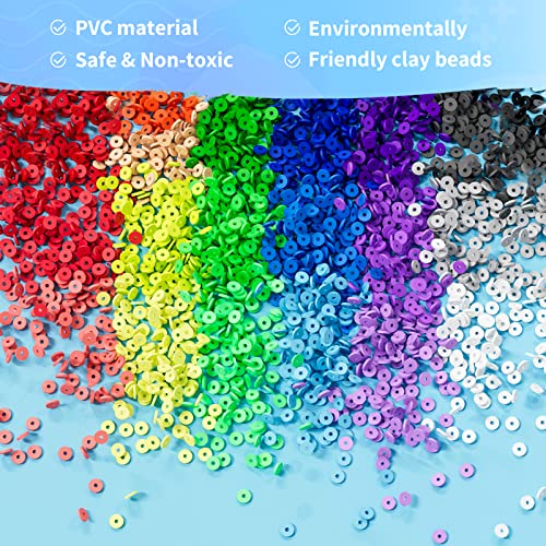 ARTDOT 10982 PCS Clay Beads for Friendship Bracelets Making Kit, 48 Rainbow Colors Jewelry Making Supplies Heishi Beads with Elastic String and Organizer Gifts - color: 10982 PCS