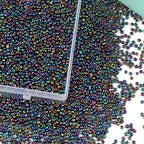 Size 2 mm 11/0 Glass Seed Beads, 10100 Pcs Small Mini Spacer Loose Pony Beads for Jewelry Making and DIY Crafts (Metallic Iris Black) - color: Metallic Iris Black, size: Small