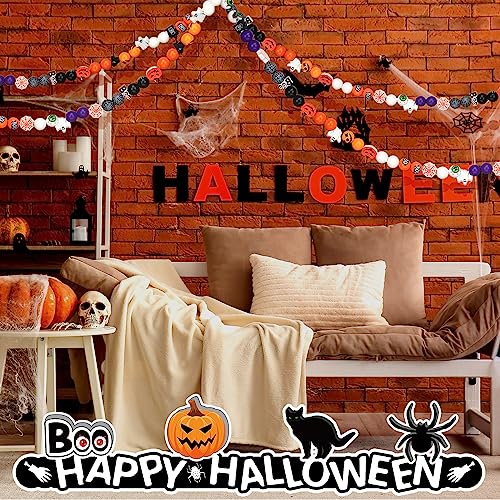 Tradder 200 Pieces Halloween Wood Beads Purple Orange Pumpkin Spider Black Cat Beads Craft for Halloween Home Decoration Jewelry Making DIY - style: Halloween