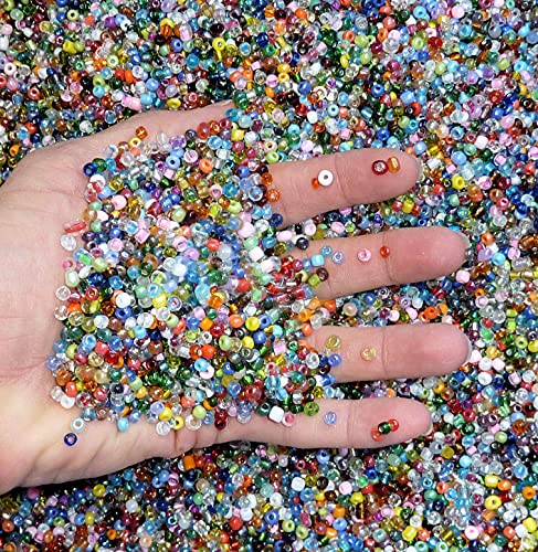 Seed Beads 6/0 4mm Glass Pony Beading DIY Craft Jewelry Making Assorted Mixed Colors, Large Bulk Set of Beads (Mixed Colors 3/4 Pound) - color: Mixed Colors 3/4 pound