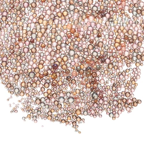 Iridescent Glass Tiny Bubble Beads, 0.4-3mm 20g No Hole Micro Mini Round Brown Water Droplets Beads - Applications: for Resin Filler, Nail Art, Dollhouse Bath Tub, 2-Pieces - color: Brown, size: φ0.4-3mm