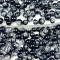 300pcs Crackle Glass Beads, 6mm and 8mm Black Crystal Glass Beads Round Loose Spacer Bulk Beads for DIY Craft Earring Necklace Bracelet Jewelry - color: Black