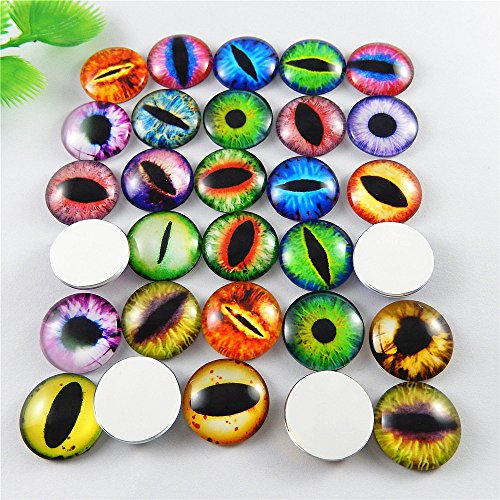 Julie Wang 18mm 40pcs Mixed Dragon Eyes Flatback Glass Cabochon Dome for Artworks Making Jewelry Settings Craft DIY Findings - size: 18MM-40PCS
