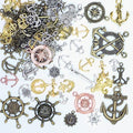 stino 100 G Mixed Style Metal Charms for Jewelry Making, Bulk Silver & Gold Plated, for Bracelet, Necklace, Earrings DIY Crafts - style: Anchor and Compass Wheel