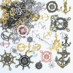 stino 100 G Mixed Style Metal Charms for Jewelry Making, Bulk Silver & Gold Plated, for Bracelet, Necklace, Earrings DIY Crafts - style: Anchor and Compass Wheel