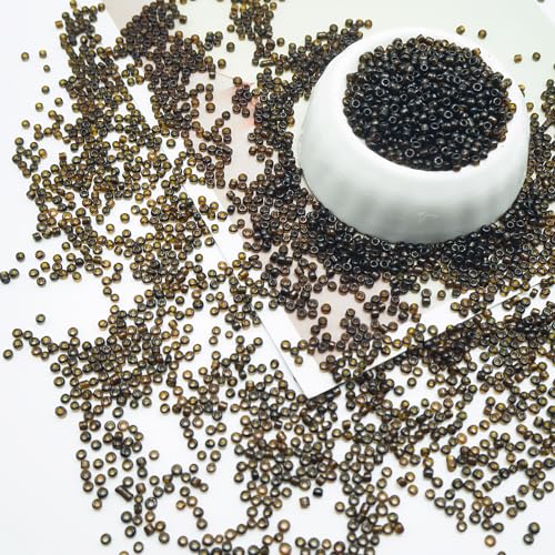 Coffee Color Glass Seed Beads 5000 Pcs, 3mm Small Craft Pony Beads Bulk for Bracelets, DIY Necklace Ring Waist Chain - color: Coffee