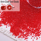 2000pcs Glass Seed Beads Bulk, 4mm 6/0 Mini Pony Spacer Small Individual Color Seed Beads for DIY Bracelet Necklaces Wrist Jewelry Making, Translucent Red - color: Translucent Red