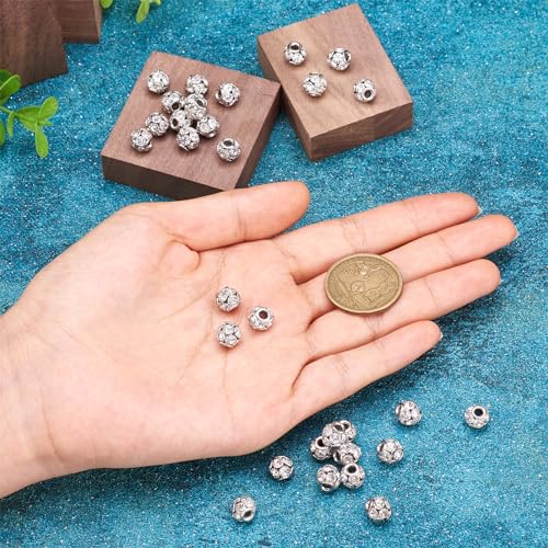 Craftdady 30Pcs 8mm Crystal Rhinestone Rondelle Spacer Beads Platinum Disco Ball Loose Beads for Jewelry Making Hole: 2mm… - color: Platinum-8mm