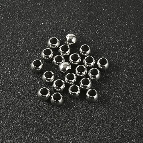 60 Pcs 304 Stainless Steel Smooth Round Spacer Beads 4.5mm Hole,Seamless Loose Beads for DIY Bracelet Jewelry Making Findings 8mm - color: steel, size: 8*4.5mm