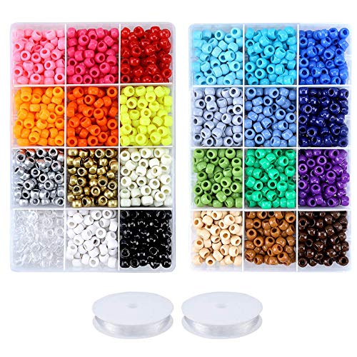 Greentime Pony Beads Bracelets Making Kit, 9mm Rainbow Kandi Rave Beads Set for Friendship Bracelets Necklace Making Crafts for Christmas Gift (24colors) - color: Rainbow 24 Colors