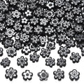 AHANDMAKER 112 Pcs Millefiori Lampwork Glass Loose Assorted Bead Flat Flower, Black Flower Beads, Daisy Floral Loose Glass Spacer Beads for DIY Necklace Bracelet Earring Jewelry Making