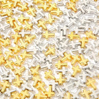 300pcs Cross Beads Gold&Silver Crosses Spacer Bead Bulk for DIY Crafting Necklace Bracelet Jewelry Making Keychain (Golden&Silver) - color: golden&silver