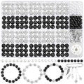 320pcs Rhinestone Beads for Jewelry Making, 10mm Black and White Beads Disco Ball Chunky Crystal Bead, Rhinestone Bubblegum Round Bead for DIY Bracelets Necklace Earring Supplies - color: black and white