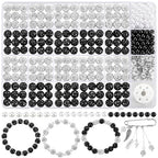 320pcs Rhinestone Beads for Jewelry Making, 10mm Black and White Beads Disco Ball Chunky Crystal Bead, Rhinestone Bubblegum Round Bead for DIY Bracelets Necklace Earring Supplies - color: black and white