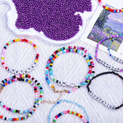 5000pcs Glass Seed Beads, 3mm 8/0 Small Individual Color Seed Beads Mini Pony Bulk for DIY Bracelet Necklaces Wrist Jewelry Making, Dark Purple - color: Dark Purple