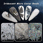 Tiny Nail Rhinestones 1.5mm Clear AB Mini Pixie Crystals Gems, 0.6-0.8mm Iridescent Micro Caviar Beads Sugar Glitter Beads Dust Charms for Nail Art Design DIY Crafts Accessories - color: Clear AB Mini