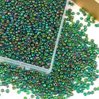 Size 4 mm 6/0 Glass Seed Beads, 2100 Pcs Small Mini Spacer Loose Pony Beads for Jewelry Making and DIY Crafts (Green) - color: Green, size: Large