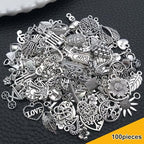 100 Pieces Jewelry Making Charms Pendants for Bracelet Bulk lot Necklace Earrings Keychain Charms Beads DIY Kit Trendy Craft - style: Love Music Leaves