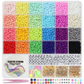 LIS HEGENSA 24 Color 8000pcs 3mm Glass Seed Beads for Jewelry Bracelet Making Kit, Small Beads Friendship Bracelet Kit, Tiny Waist Beads Kit with Letter Bead, DIY Art Craft Girls Gifts