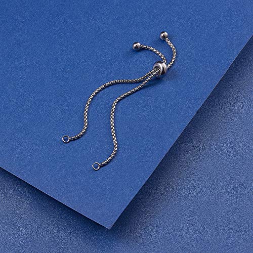 DanLingJewelry 10pcs 304 Stainless Steel Adjustable Slider Bracelet Slider Extender Chains Friendship Bracelets for Jewelry Making DIY 8 Inches(210mm) P - color: StyleⅫ-10 pcs-Platinum