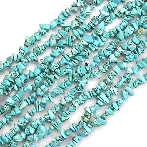 HAAMIIQII 5-8mm Blue Turquoise Chips Beads Irregular Chip Stones Loose Gemstone Beads for Jewelry Making Strand 30 Inch - color: Howlite Turquoise