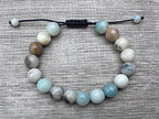 GAF TREASURES Grade A ++ Gemstone Round Bead Adjustable Bracelet 10mm, Genuine Crystal Bead Bracelet, Gift for Men & Women - color: Amazonite Mixed