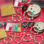 ZSFLZS Gold Beads Christmas Polymer Clay Beads Bracelet Making Kit, Round Spacer Bead 3/4/6/8mm 4 Size Smooth Ball Christmas Bead for Jewelry MakeDIY Bracelet, Necklace, Earring Making - color: Gold+ soft beads