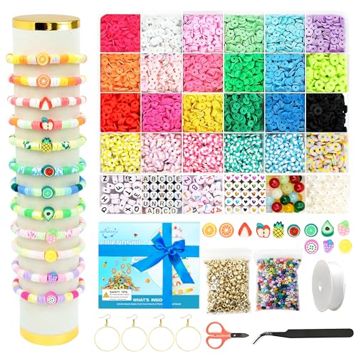 iumulinrui Friendship Bracelet Kit Concert Bracelets Merch, 5200 Pcs Clay Beads Bracelet Making Kit Tricolor Letter Bead, Jewelry Set with Pendant, DIY Craft Gifts Suitable for Beginners (Blue) - color: Blue