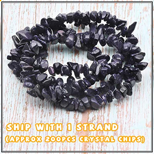 500 pcs Natural Chip Stone Beads, Blue Sand 5-8 mm Irregular Gemstones Healing Crystal Loose Rocks Bead Hole Drilled for Jewelry Making Bracelet - color: Blue sand