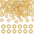 BENECREAT 100Pcs Real 18K Gold Plated Spacer Beads, 7.5x2mm Flower Metal Spacer Beads Heishi and Rondelle Bead for Jewelry Making Findings and Craft Work, Hole: 2mm