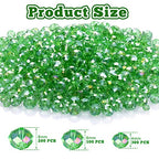 WILLBOND 600 Pcs Crystal Glass Beads for Jewelry Making Bulk Suncatcher Faceted Rondelle Loose Gemstone for Valentine's Day, Irish Holiday, Easter Bracelet DIY Crafts 8mm, 6mm, 4mm(Green) - color: Green