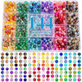 XSEINO About 144 Colors 1200PCS 6mm Glass Beads Bracelet Making Set, 6 Styles of Mixed Crack Beads for Bracelets, Jewelry, and DIY Making - color: Mixed Crackle Beads