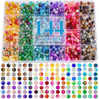 XSEINO About 144 Colors 1200PCS 6mm Glass Beads Bracelet Making Set, 6 Styles of Mixed Crack Beads for Bracelets, Jewelry, and DIY Making - color: Mixed Crackle Beads