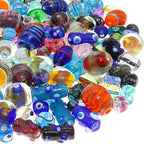 Assorted Glass Beads for Jewelry Making Adults, Bulk Glass Beads for Crafts, Lampwork Murano Bead Mix for Bracelets and Necklaces, Crafting Beads Supplies Kit, Large & Small Beads