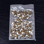 AD Beads 1440 Pieces Mixed Size No Hotfix Glue on Quality Glass Flatback Rhinestones Round Crystal Gems (31 Metallic Gold) - color: Metallic Gold 31