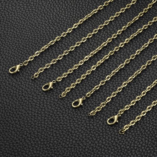 HARFINGTON 20 Pack 18 Inch Necklace Chains Bulk 3.2mm Bronze Plated Cable Chains with Lobster Clasps for Jewelry Making - color: Bronze, size: 18 Inch x 3.2mm