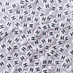 200+ Pieces 4x7mm Single H Letter Beads for Jewelry Making, White Round Acrylic Bulk Alphabet (Black on White) - size: Single Letter H 200+ Pcs