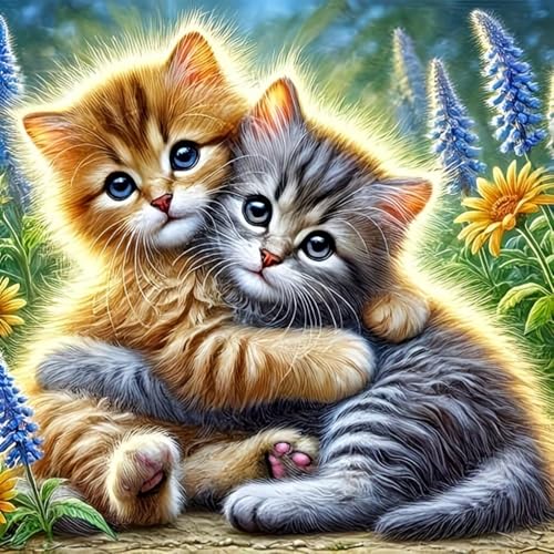 CHWGLFGG 5D Diamond Art Kits for Adults Beginners, Cute Cats Diamond Painting Kits, DIY Full Round Drill Paint by Diamonds Dot Gem Art for Adults, Home Wall Decor 13.7X 13.7 Inch - color: KM956-1