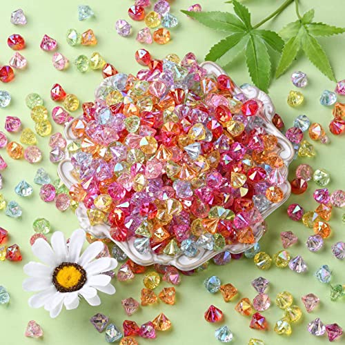 DanLingJewelry 900Pcs Random Color Faceted Acrylic Beads Diamond Shaped Loose Spacer Beads for DIY Bracelet Necklace Earring Crafting - color: 900pcs - Random Diamond