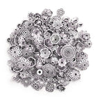 160-210pcs Bali Style Jewelry Making Metal Bead Caps Deluxe New Mix, 100 Gram,Tibetan Silver - color: Antique Silver
