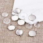 FASHEWELRY 10 Sets Brass Bezel Pendant Trays 14mm Dome Clear Glass Cabochon Blank Base Connector Cover for DIY Jewelry Making - color: 14mm-10 Sets