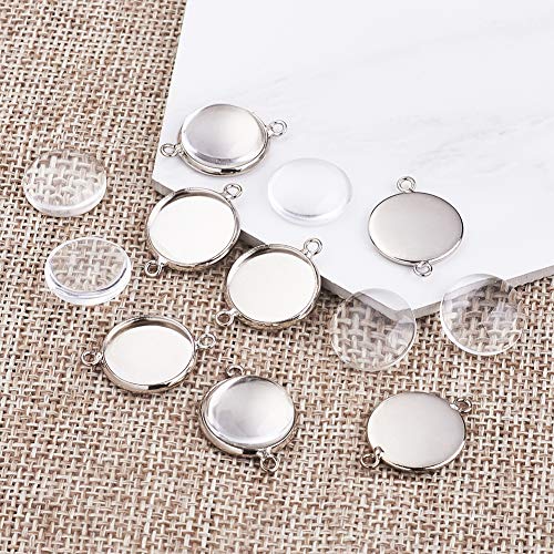 FASHEWELRY 10 Sets Brass Bezel Pendant Trays 14mm Dome Clear Glass Cabochon Blank Base Connector Cover for DIY Jewelry Making - color: 14mm-10 Sets