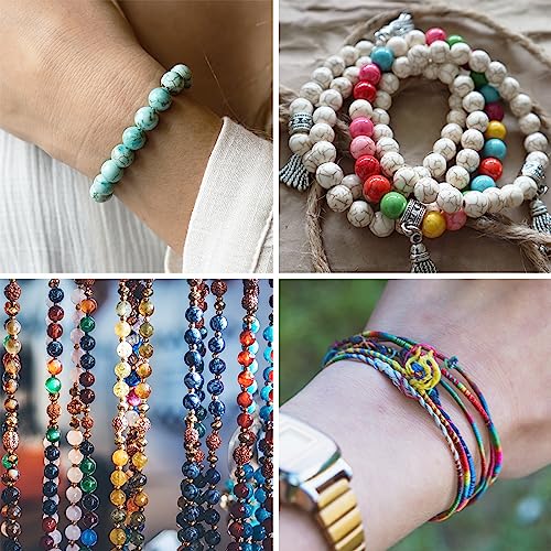 Ohtomber Bracelet String Elastic Cord - 2 Rolls 1MM Rainbow Stretchy String for Bracelet Making, Thread for Clay Beads, Jewelry, Necklaces, Sewing and Crafts