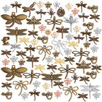 100g (50-80pcs) Mixed Styles Dragonfly Charms Tibetan Alloy Vintage Insect Pendants for DIY Necklace Bracelet Crafts Jewelry Making - style: Mixed Dragonfly Charms