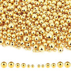 1200Pcs Gold Round Spacer Beads Smooth Loose Ball Beads for Bracelet Craft, 4mm, 6mm, 8mm - color: Gold, size: 4mm,6mm,8mm